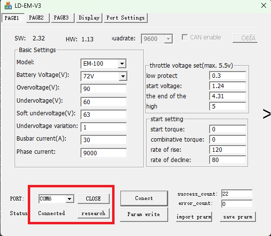 Software conectado à COM6 depois da inserção do proxy serial